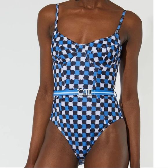 SOLID & STRIPED Other - Solid & Striped THE SPENCER BELT KNIT CHECK Swimsuit - SZ: S NWT